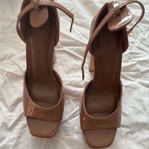 Forever 21 Nude Patent Block Heel Sandals